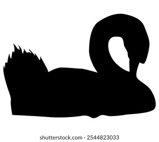 Silueta de pato blanco y negro minimalista. Ilustración vectorial de una ave acuática nadadora, aislada en blanco, EPS editable para logotipos, carteles y proyectos de arte