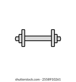 A minimalist black and white dumbbell icon, featuring a clean design with clear outlines. Perfect for fitness-related applications, websites, and branding materials.