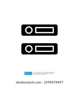 Minimalist black and white file storage icon representing data organization and document management in a sleek digital interface design for modern applications