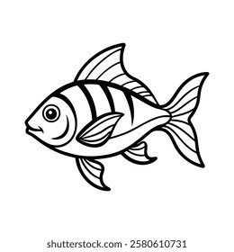 Minimalist Black and White Fish Vector Illustration