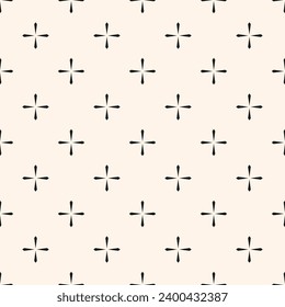 Minimalistische Schwarz-Weiß-Blumenmuster. Nahtlose Vektorgrafik mit geometrischen abstrakten Blumen. Einfache Hintergrundtextur für die Verwendung bei wiederholten Zierformen in Stoffen, Wallpaper, Textilien, Packungen