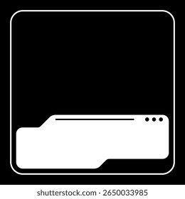 Gráfico Minimalista de janela de pasta em preto e branco. Limpar Quadro Simples do Explorador de Arquivos com Cantos Arredondados e Estilo de Estrutura de Tópicos.