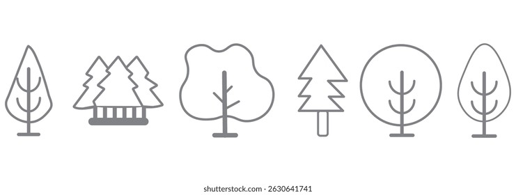 Minimalist Black And White Forest Tree Icons Set On White Background EPS 10