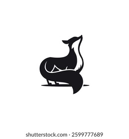 Minimalist Black and White Fox Silhouette. Vector illustration.