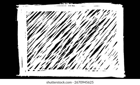 Minimalist black and white frame created with tilted strokes. Clean abstract border design suitable for decoration, graphics, and layouts.