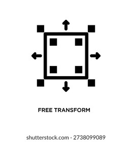 Minimalist black and white free transform icon with four directional arrows, ideal for graphic design, software tutorials, and digital editing guides.