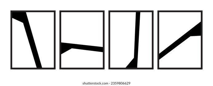 Minimalist black and white geometric abstract shapes for versatile use in design, art, and decor.
