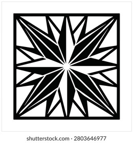 Minimalist black and white geometric star stencil design for laser cutting crafts wall art and modern home decor
