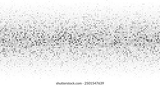 Minimalist Black and White Gradient Pixel Grid Background. Halftone square dot pattern white background