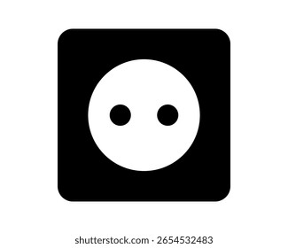 Gráfico minimalista em preto-e-branco de uma tomada elétrica. Simboliza energia, conexão, eletricidade e tecnologia. Útil para web design, apresentações ou material de impressão.