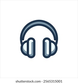 Minimalist Black and White Headphones Icon Design