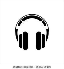 Minimalist Black and White Headphones Icon Design