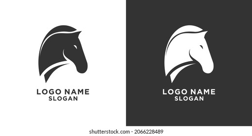 Minimalist black and white horse vector logo
