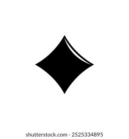 A minimalist black and white icon depicting the stylized diamond symbol, a classic playing card suit often associated with wealth, prosperity, and elegance.