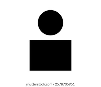 Minimalist black and white icon depicting a person.  Perfect for website design, app interfaces, presentations, or infographics needing a simple, modern human figure representation.