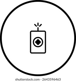 Minimalist Black and White Icon Depicting a Firecracker within a Circular Frame