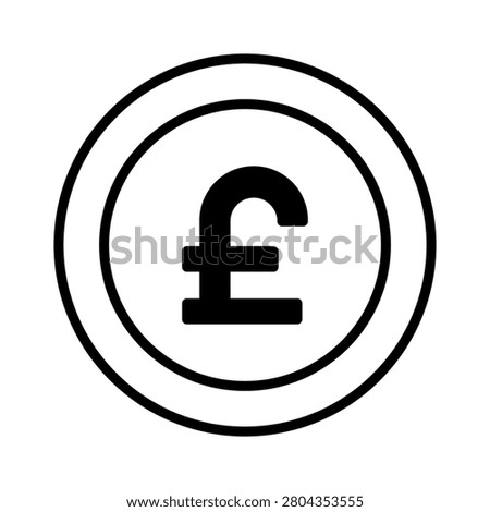 A minimalist black and white icon depicting a British pound sterling currency symbol inside a circular border.