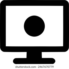 Minimalist Black and White Icon - Desktop Computer with Monitor for Tech Applications