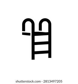 A minimalist black and white icon representing a swimming pool ladder, perfect for web or print design.