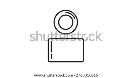 A minimalist black and white icon representing a compact makeup powder with a mirror and a puff.