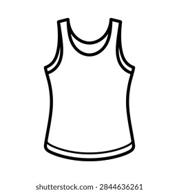 A minimalist black and white illustration of a basic tank top garment, perfect for design mockups.