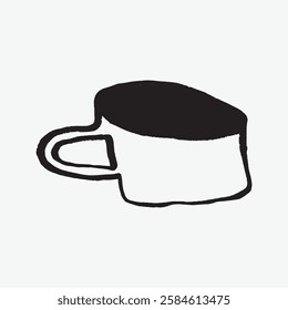 Minimalist black and white illustration of a coffee cup. Simple coffee cup design with bold lines. Coffee cup art in monochrome style. Abstract coffee cup drawing. Doodle illustration vector.