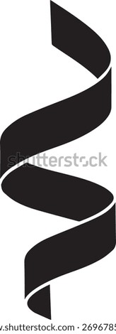 A minimalist black and white illustration of a continuous spiral ribbon, creating a dynamic and elegant visual effect. The design is simple yet captivating, suitable for various graphic applications.