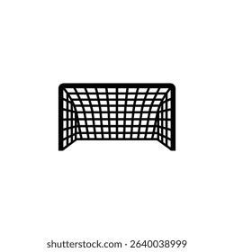 A minimalist black and white illustration depicts a soccer goal with a net, symbolizing sports, competition, and the excitement of game day. Perfect for designs!