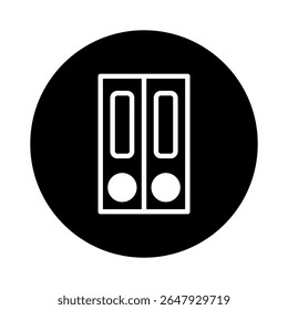 Minimalist black and white illustration of file cabinet icon representing document management and organization for business