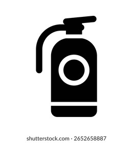Ilustração minimalista a preto e branco de um extintor de incêndio. Este ícone é perfeito para sinais de segurança, recursos de emergência e materiais de prevenção de incêndios, refletindo medidas de segurança cruciais.
