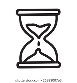 A minimalist black and white illustration of an hourglass symbolizing time, deadlines, patience, and history. Perfect for backgrounds, digital art, and educational materials.