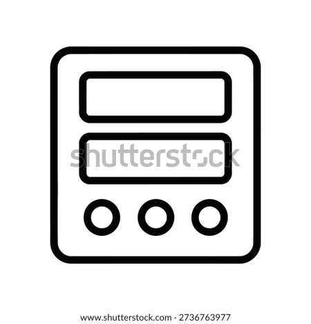 Minimalist black and white illustration of a stereo system with two blank panels and three buttons