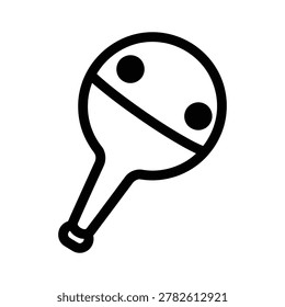 A minimalist black and white illustration of a table tennis paddle, perfect for sports and recreation themes.
