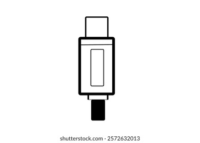 Minimalist Black and White Illustration of a USB Type-C Connector. vector illustration 