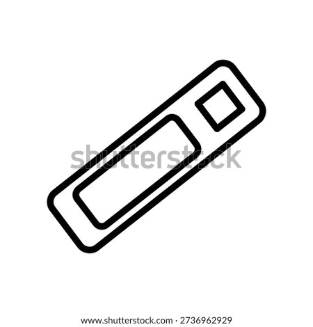 A minimalist black and white illustration of a USB flash drive on a plain white background.