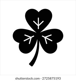 Una Imagen minimalista en blanco y negro con una sola hoja de trébol con cuatro secciones distintas en forma de corazón.