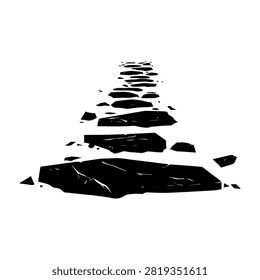 Minimalist black and white image of a stone pathway with high contrast and abstract design, emphasizing simplicity and geometric shapes.