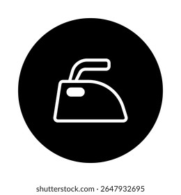 Minimalist black and white ironing symbol conveying domestic chores equipment and apparel care icon