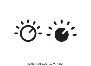 Minimalist black and white knob and gauge icons for interfaces.