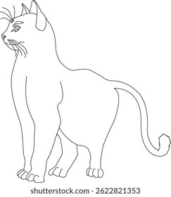 Minimalist black and white line art illustration of a cat. Elegant, simple design ideal for tattoos and graphic design projects. Clean and modern feline silhouette drawn in a continuous