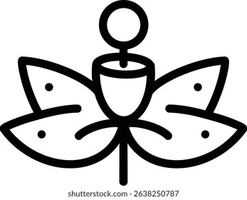 Minimalist Black and White Line Art of a Lotus Flower Design