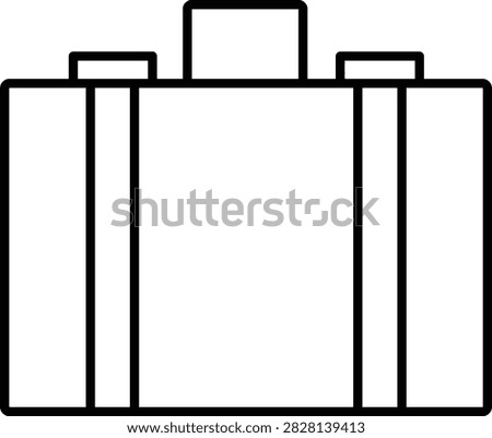 A minimalist black and white line art icon of a briefcase representing business travel and professional work.