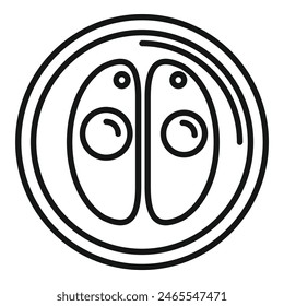 Minimalist black and white line drawing of a yin yang symbol
