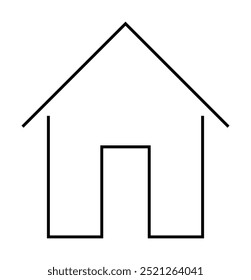 Um desenho minimalista de uma casa em preto e branco. Ideal para imóveis, design doméstico, segurança, abrigo e arquitetura. Simples, limpo, estilo moderno.