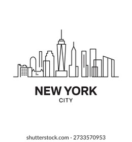 Minimalist black and white line drawing of the new york city skyline
