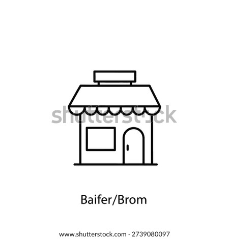 A minimalist black and white line drawing representing a shop or retail establishment.