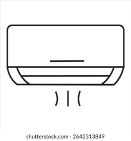 Minimalist black and white line icon of a wall-mounted air conditioner