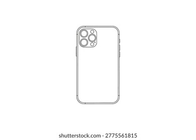 Minimalist black and white line of a smartphone with triple camera