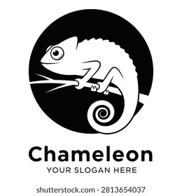 Minimalist black and white logo design featuring a stylized chameleon silhouette on a branch. Includes placeholder text for branding. Ideal for business identity and creative projects. Minimalist black and white logo design featuring a stylized chameleon silhouette on a branch. Includes placeholder text for branding. Ideal for business identity and creative projects.