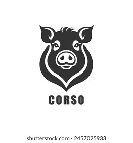 Un logotipo minimalista en blanco y negro con una cara de cerdo estilizada dentro de un círculo. Personalizable con el nombre y el lema de su empresa. Perfecto para granjas, carnicerías, marcas de alimentos, o cualquier empresa 